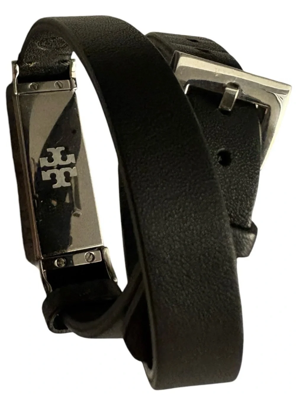 Tory Burch x Fitbit Fret Double Wrap Leather Bracelet Black